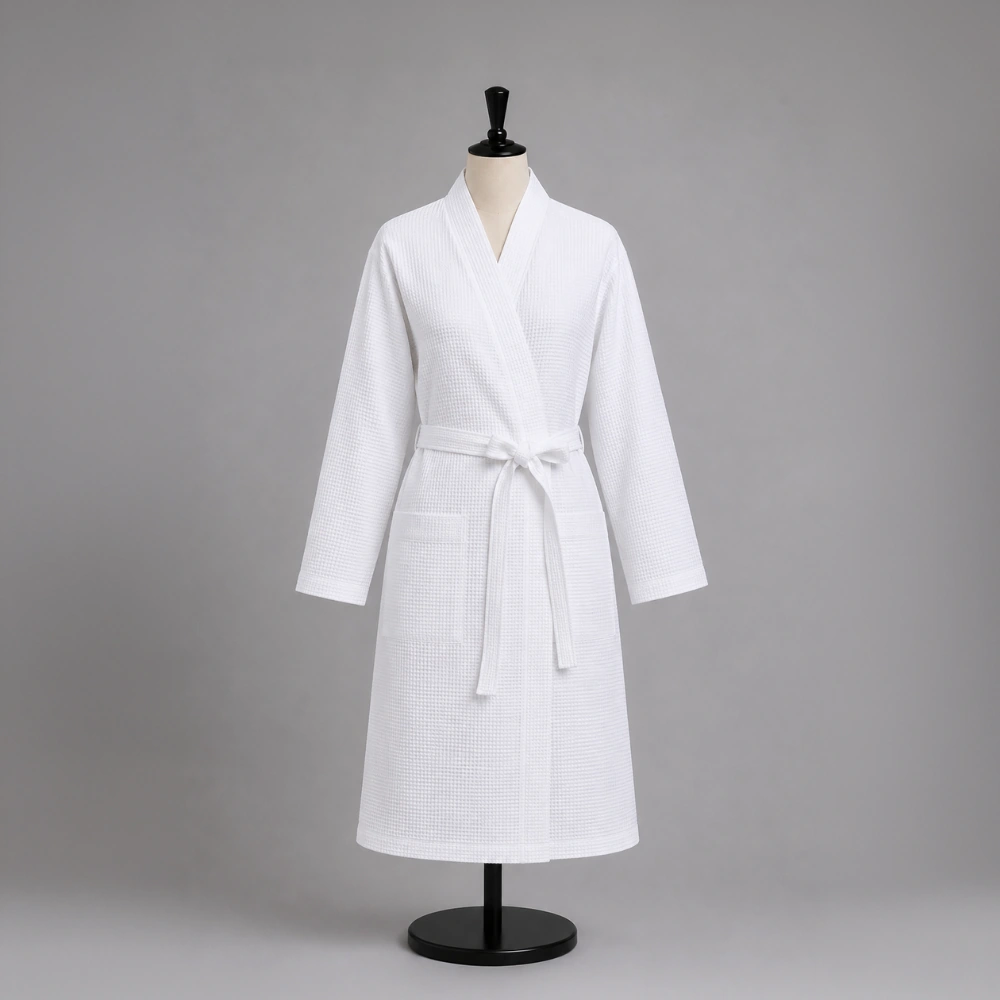 Peignoir col kimono en nid d'abeille (TU)