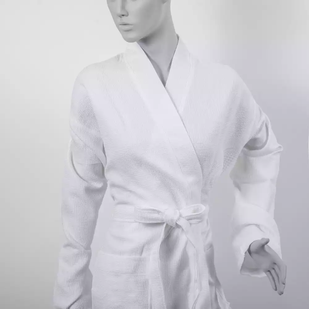 Peignoir col kimono en nid d'abeille (TU)