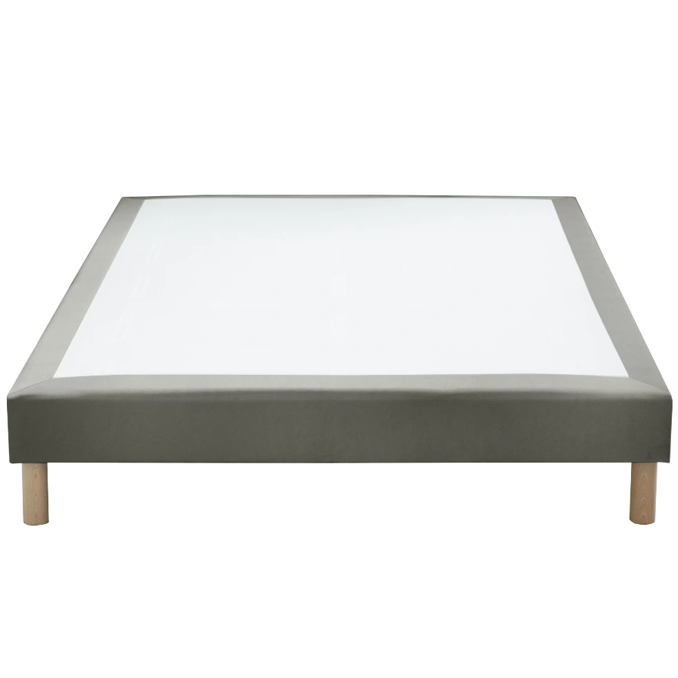 COMTE Sommier tapissier à lattes fixes velours souris