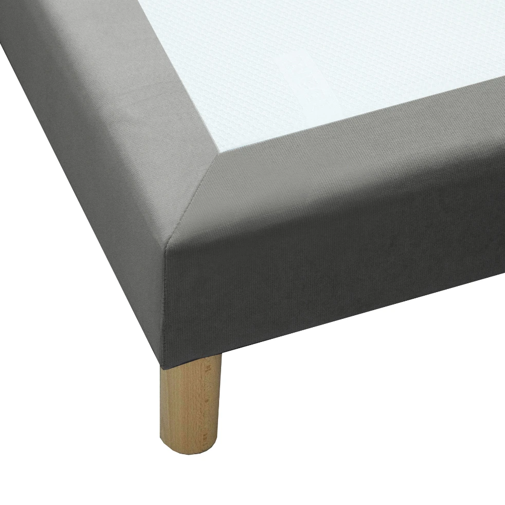 COMTE Sommier tapissier à lattes fixes velours souris