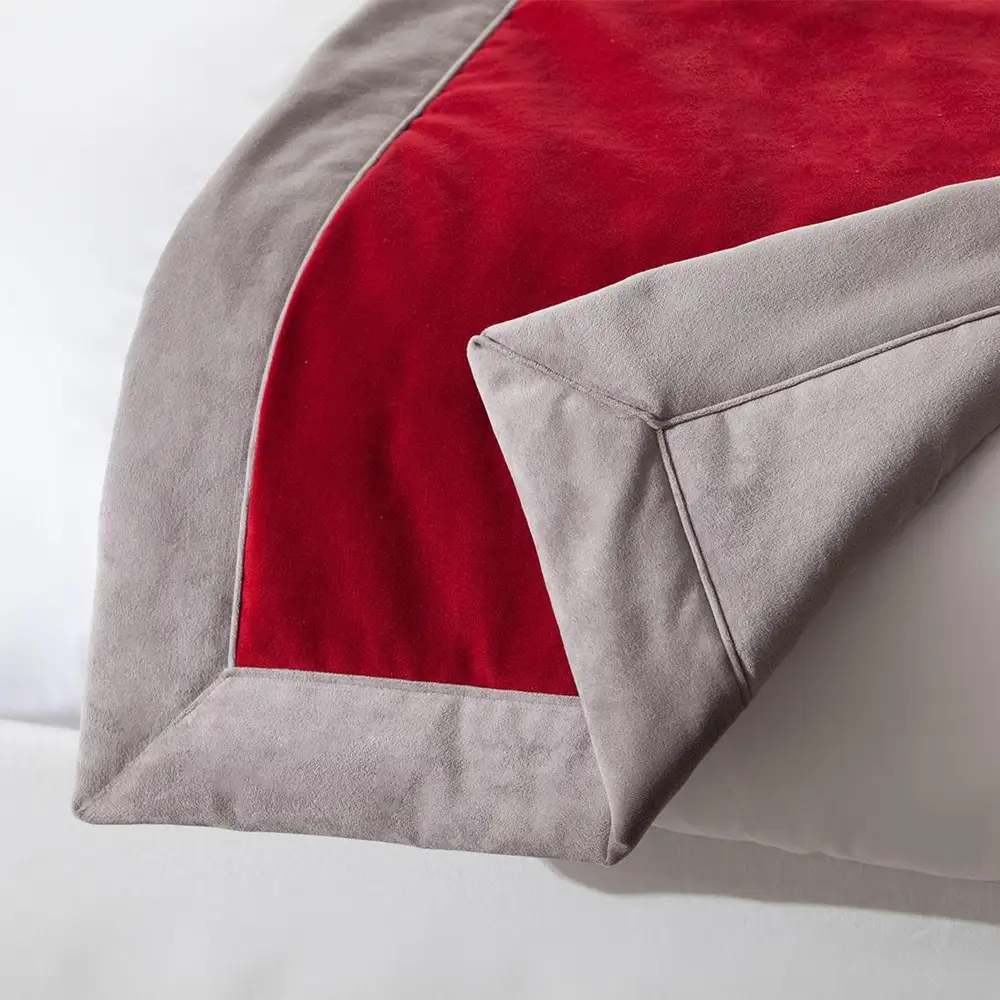 Chemin de lit Opéra réversible en velours  - souris et poivre