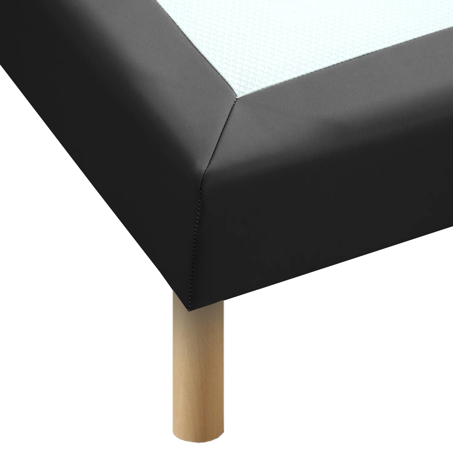 COMTE Sommier tapissier à lattes fixes simili cuir gris anthracite