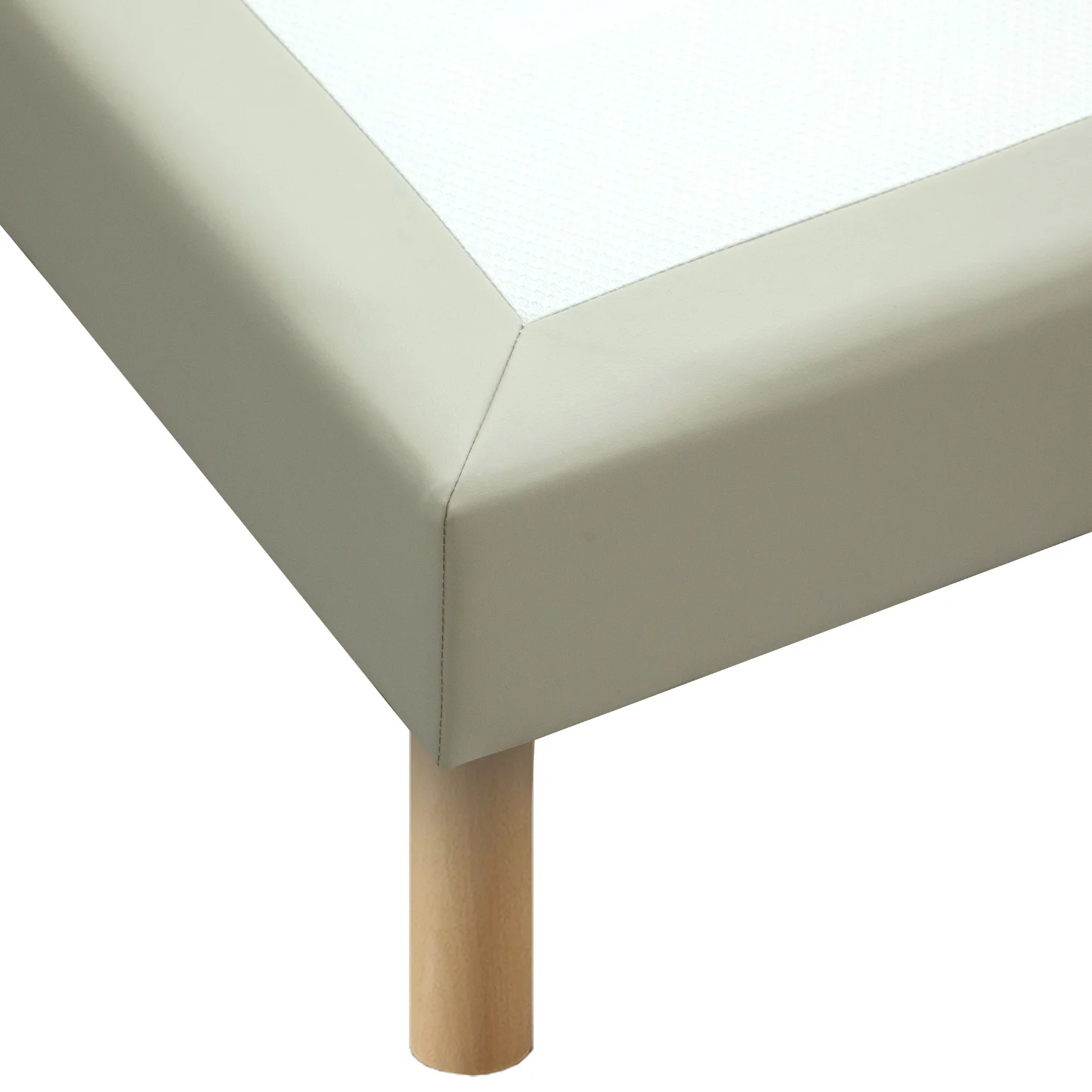 COMTE Sommier tapissier à lattes fixes simili cuir gris anthracite