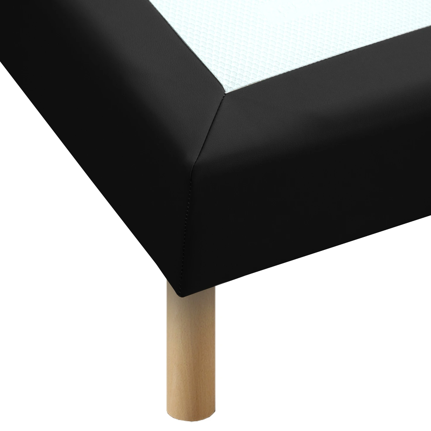 PRINCE sommier tapissier lattes flexibles similicuir GRIS ANTHRACITE