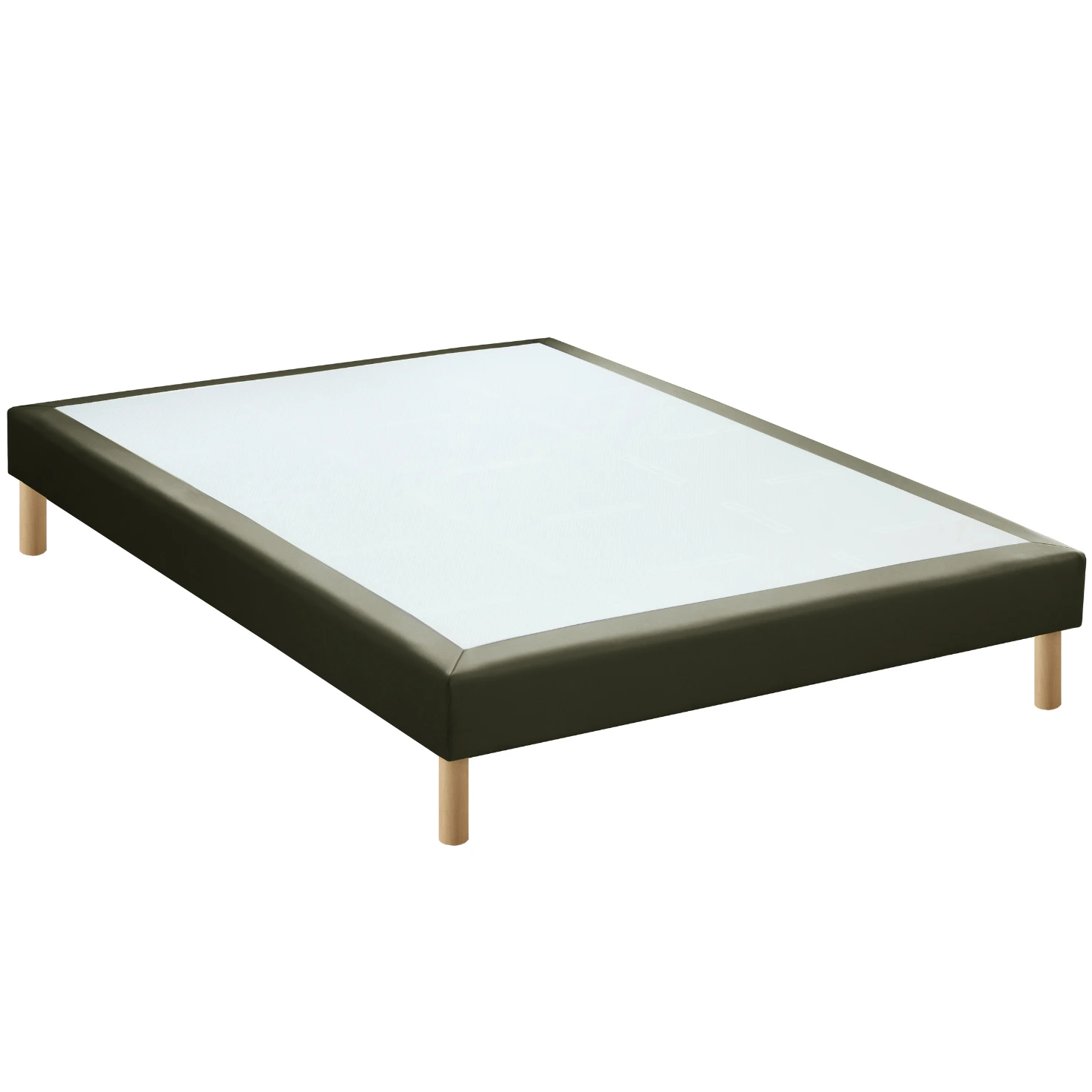 COMTE Sommier tapissier à lattes fixes simili cuir gris anthracite