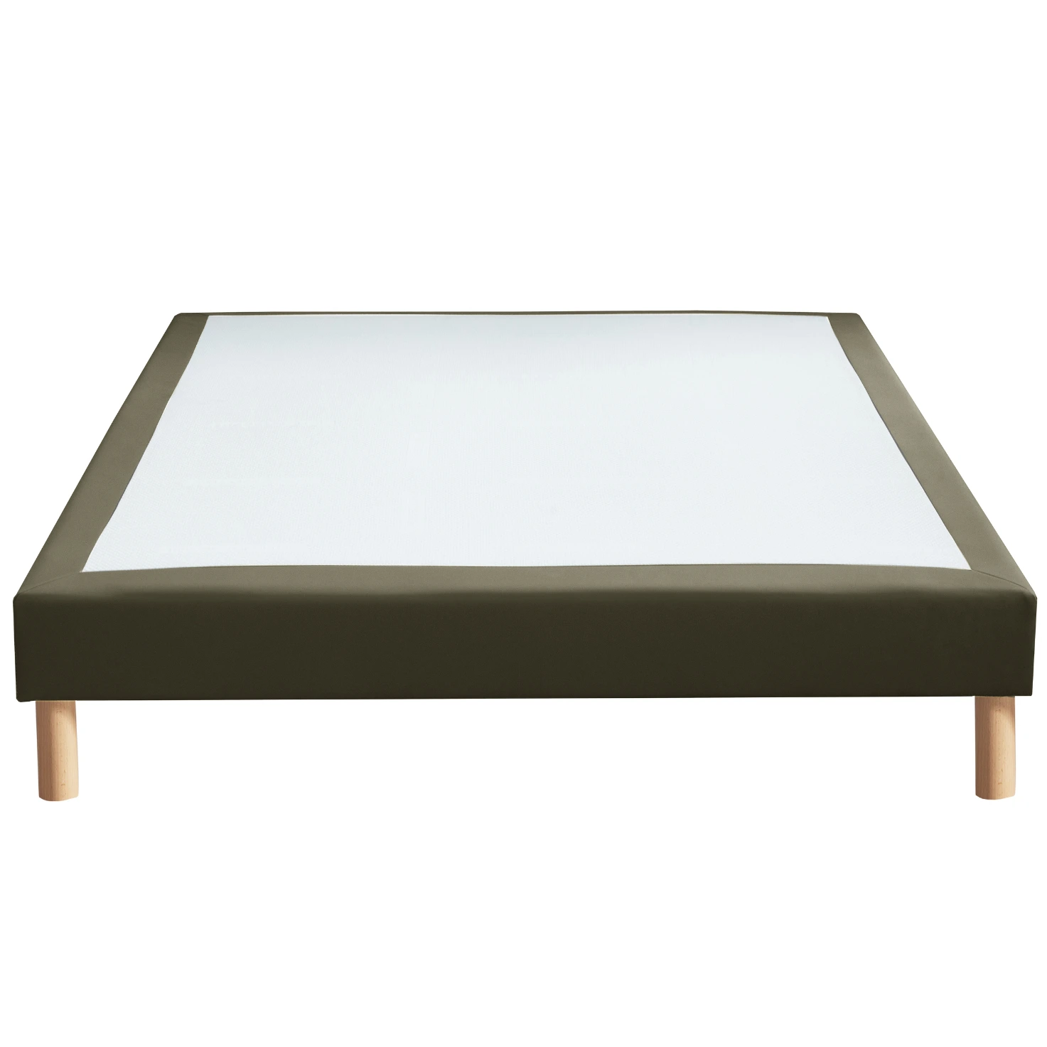 COMTE Sommier tapissier à lattes fixes simili cuir gris anthracite