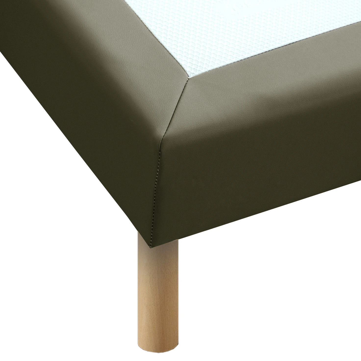 COMTE Sommier tapissier à lattes fixes simili cuir gris anthracite